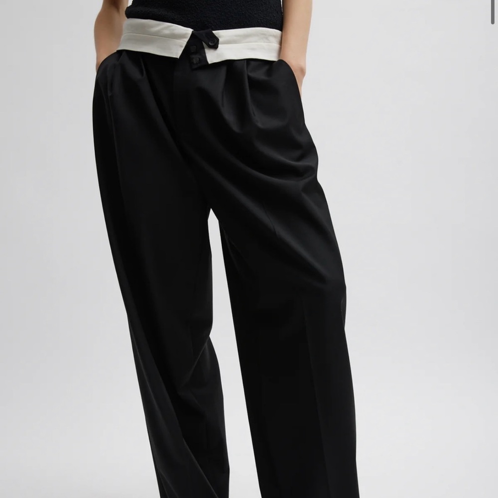 Recycled Tropical Wool Fold Over Pant